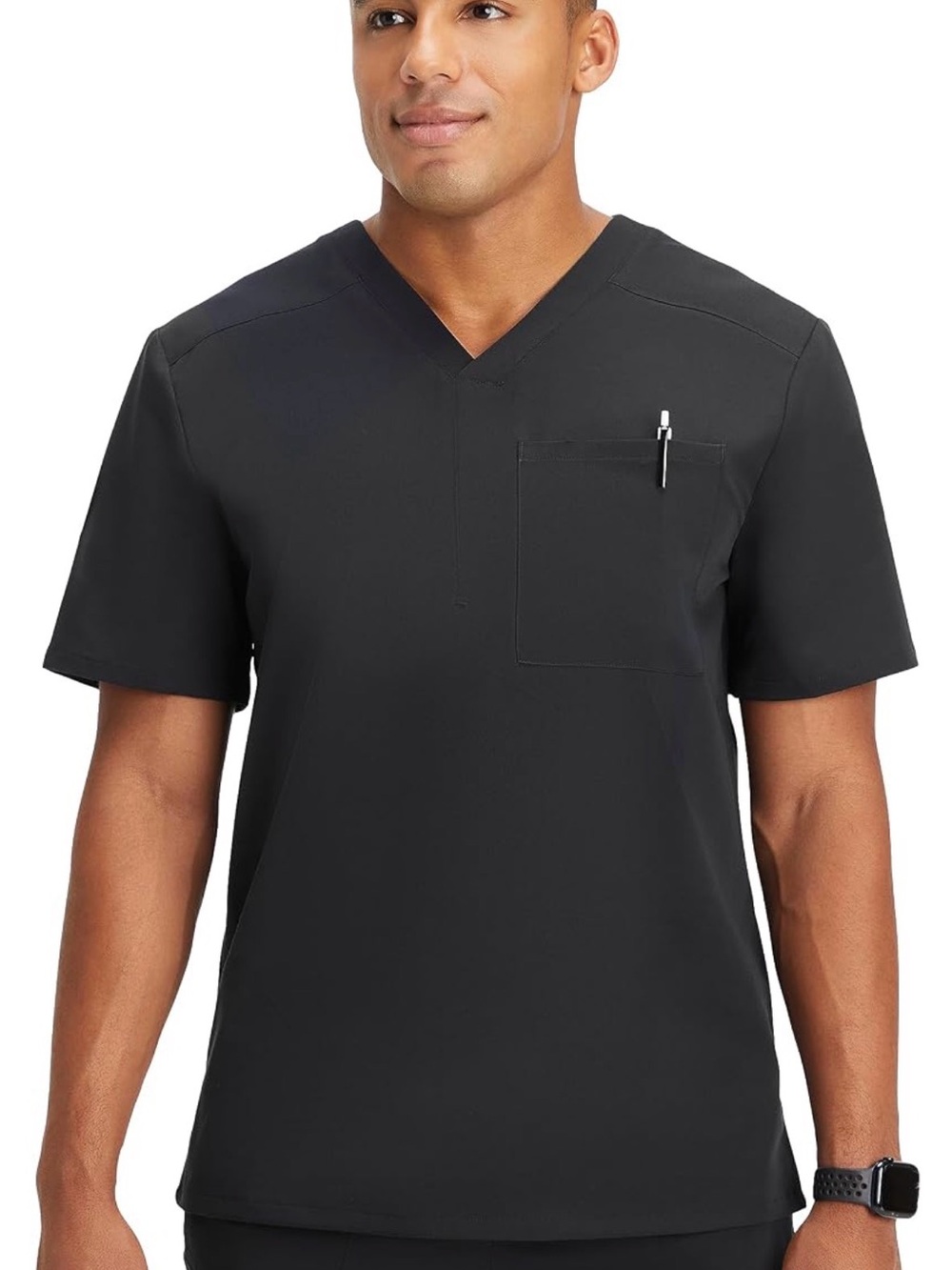 NWT Fabletics Men's Black V-Neck Short Sleeve Scrub top